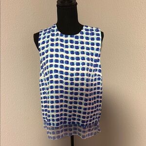 Kate Spade XL Blue and White Patterned Women's Top with zip back
